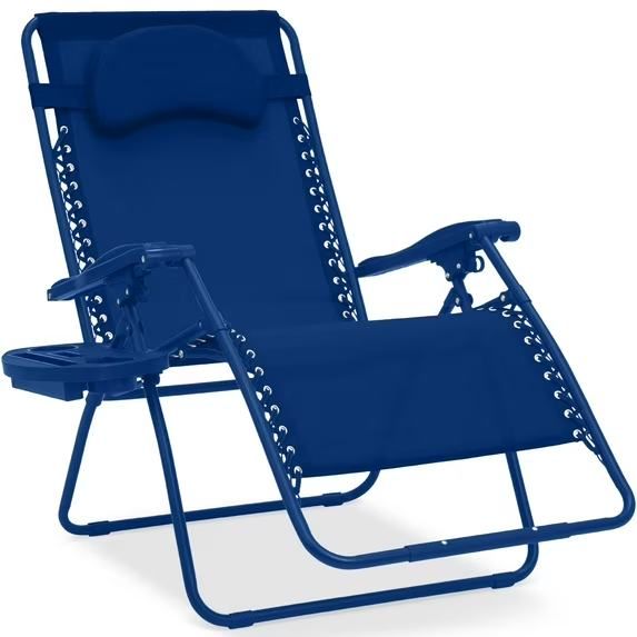 Best Choice Products Oversized Zero Gravity Chair, Folding Outdoor Patio Recliner w/ Cup Holder - Marine