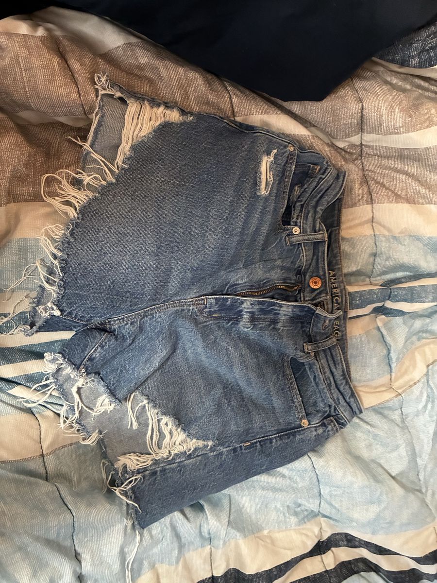 American Eagle Distressed Denim Shorts Women's Size 8 Comfort Stretch Blue Jeans 16$