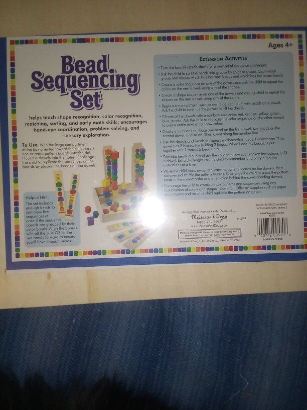 bead sequencing set , 46 beads & 5 double sided pa