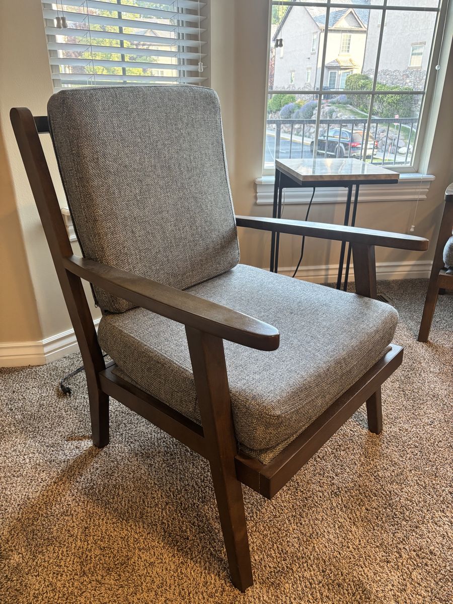 2 Living Room Chairs - Dark Wood Frame - Excellent Condition