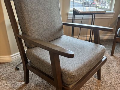 2 Living Room Chairs - Dark Wood Frame - Excellent Condition