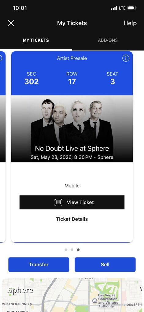No Doubt @ Sphere In Vegas 1 Ticket Available