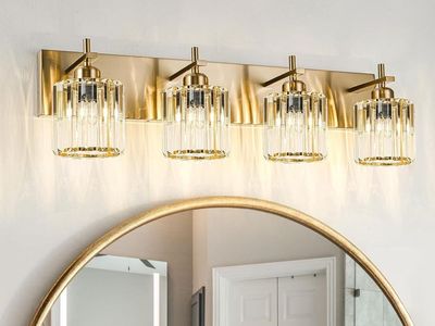 Modern Crystal Vanity Lights, Gold 4-Lights