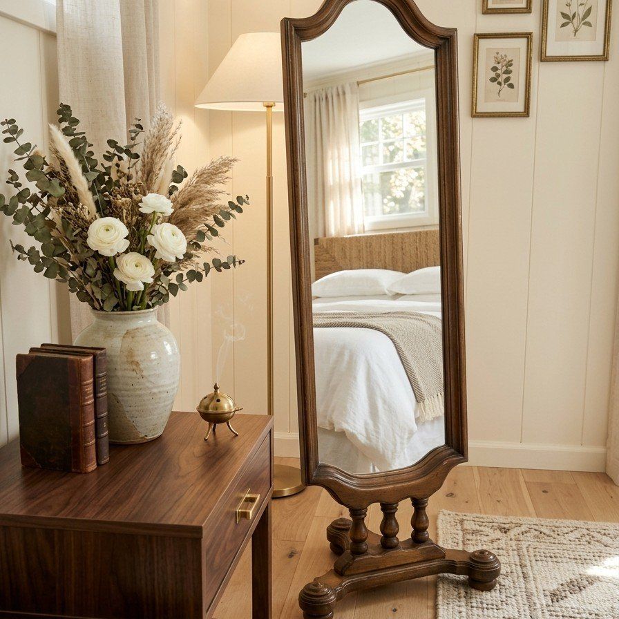 Vintage Standing Wood Mirror