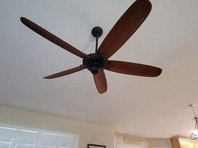 5-Blade Ceiling Fan with Remote Control - Dark Bronze Motor & Wood Grain Blades 64 inch