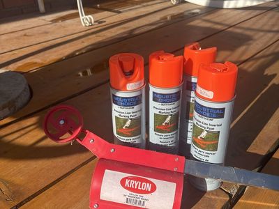 Krylon 7096 34" Marking Wand with Rust-Oleum Industrial Choice Inverted Marking Paint Cans