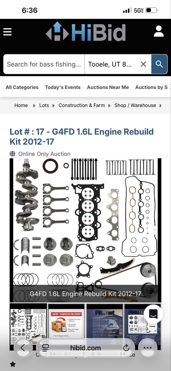 G4FD 1.6 Liter engine rebuild kit complete