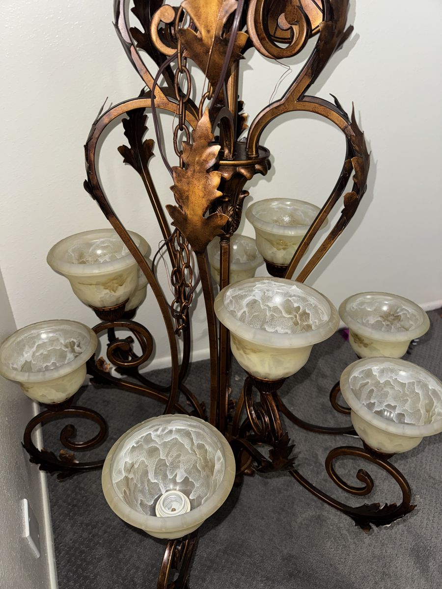 Large 2-Tier Rustic Bronze Chandelier