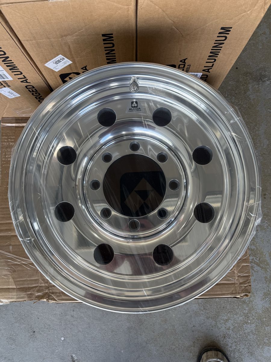16x7.00 Alcoa 8x6.5 Acorn Style Mirror Polish Aluminum Wheels NEW