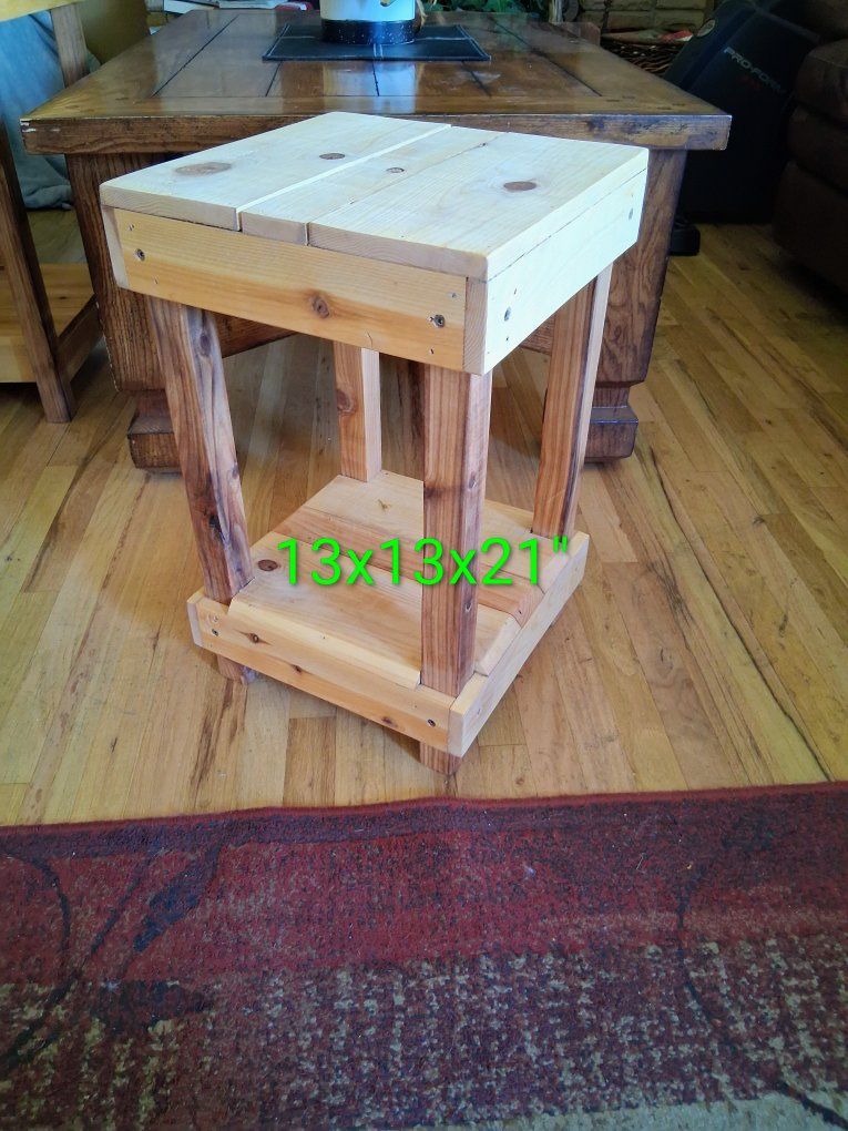 Handmade rustic farmhouse cedar end table smaller size