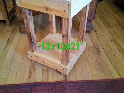 Handmade rustic farmhouse cedar end table smaller size