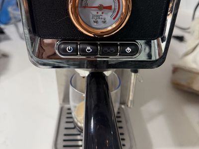 Compact Espresso Machine with Pressure Gauge and Steam Wand - Stainless Steel & Rose Gold