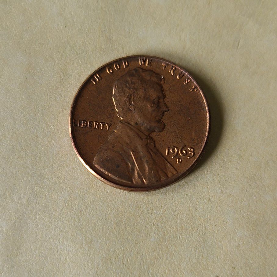 1963 d unc copper penny