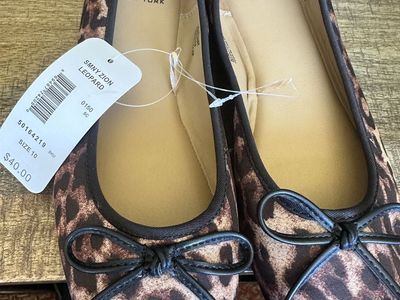 SM New York ZION Leopard Print Ballet Flats - Women's Size 10 with Bow Detail