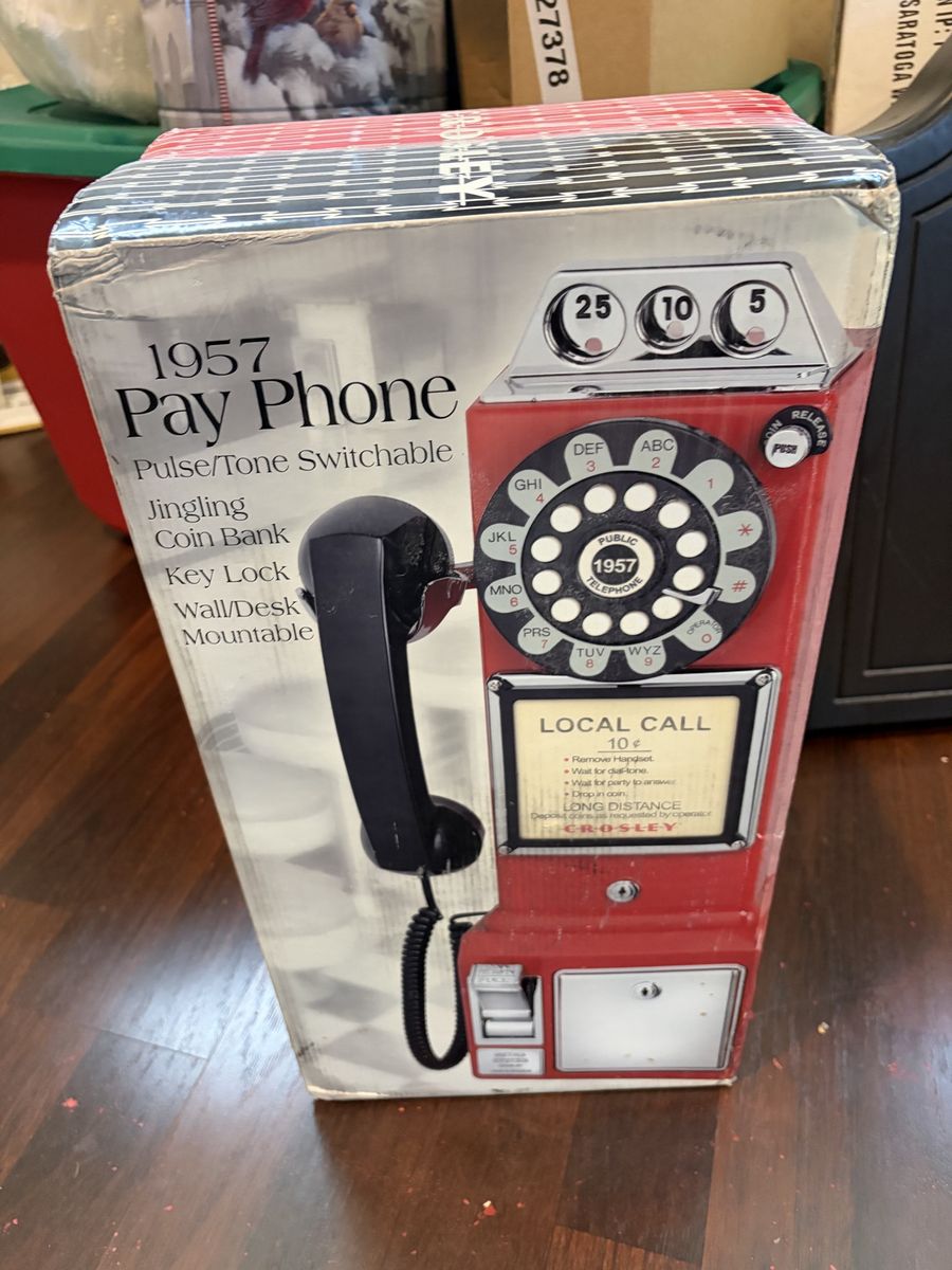 Crosley CR56r 1957 Pay Phone Replica Landline Telephone Coin Bank