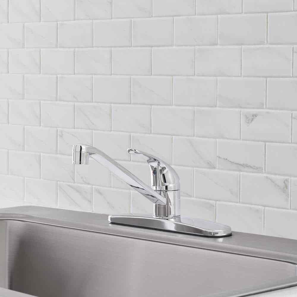Glacier Bay Market Single-Handle Kitchen Faucet in Chrome with Deckplate