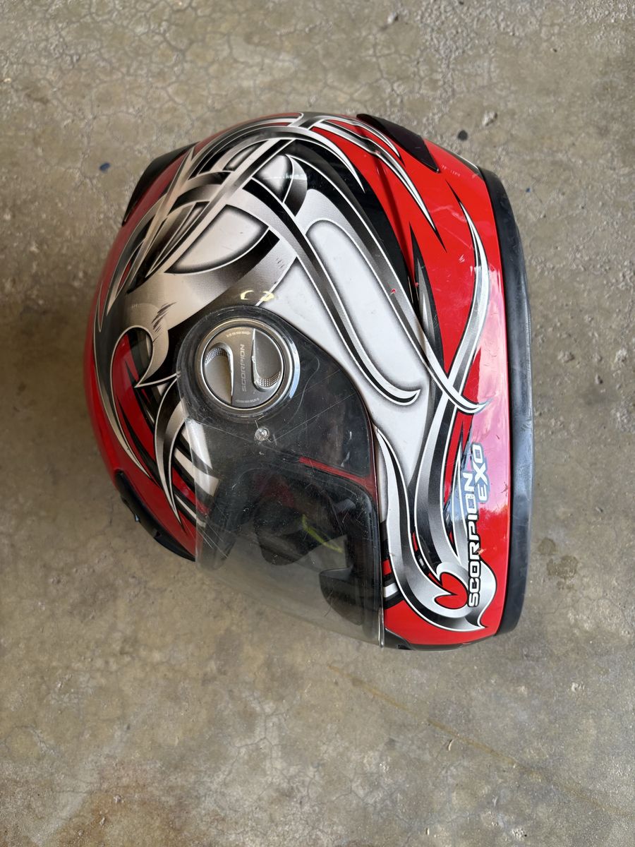 Scorpion EXO Full Face Motorcycle Helmet Red Black Silver Graphic
