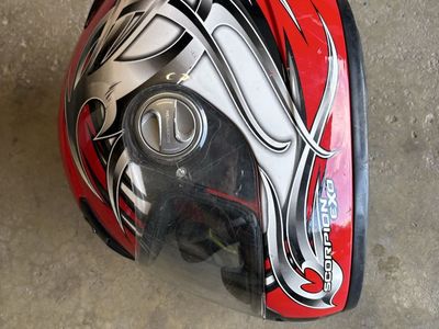 Scorpion EXO Full Face Motorcycle Helmet Red Black Silver Graphic