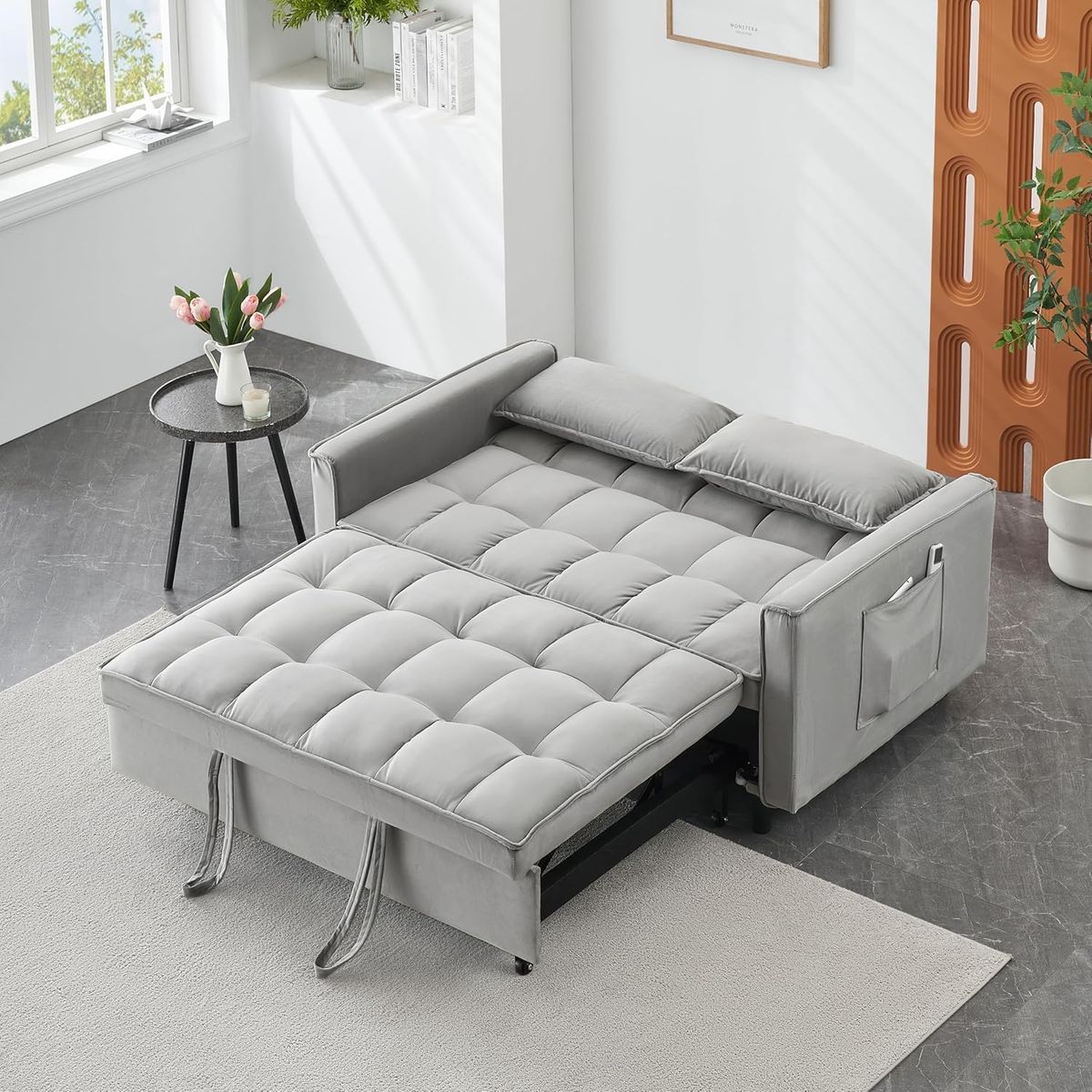 55 Inch Convertible Sleeper Sofa Bed Pull Out Couch