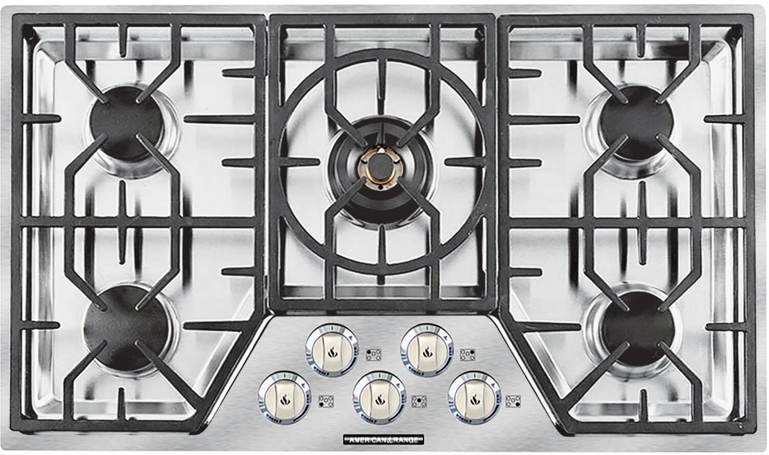 PROPANE AMERICAN RANGE STAINLESS STEEL 36 INCH COOKTOP