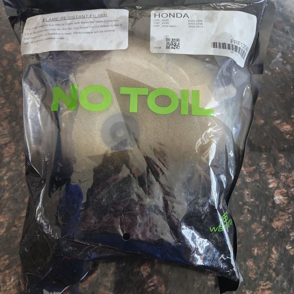 Honda CRF 450R 250R 450X 250X No Toil air filter