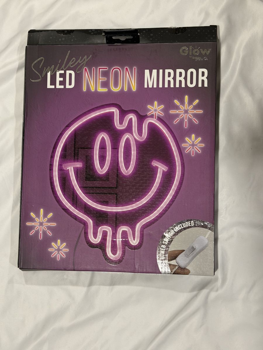 Smiley Neon LED Mirror - wall decor - new