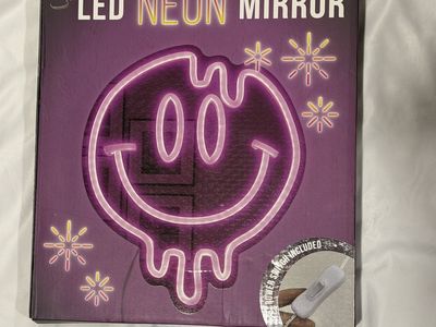 Smiley Neon LED Mirror - wall decor - new