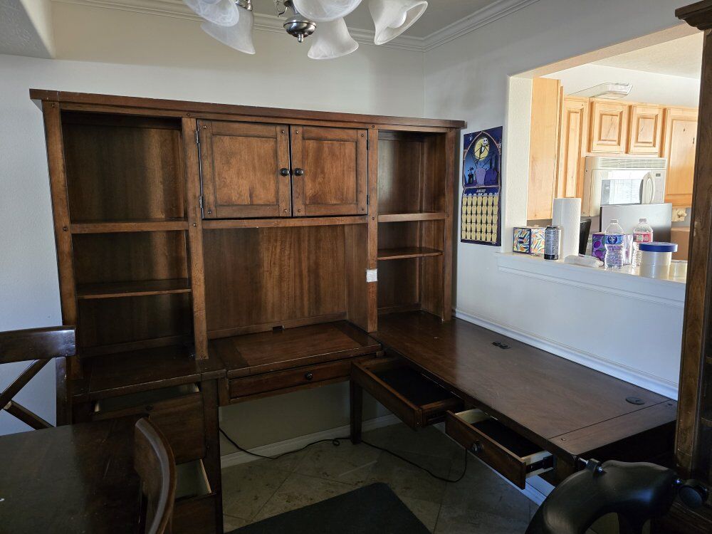 Solid Wood L-shaped Desk w/ Hutch - $700