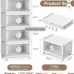 4 Plastic storage bins
