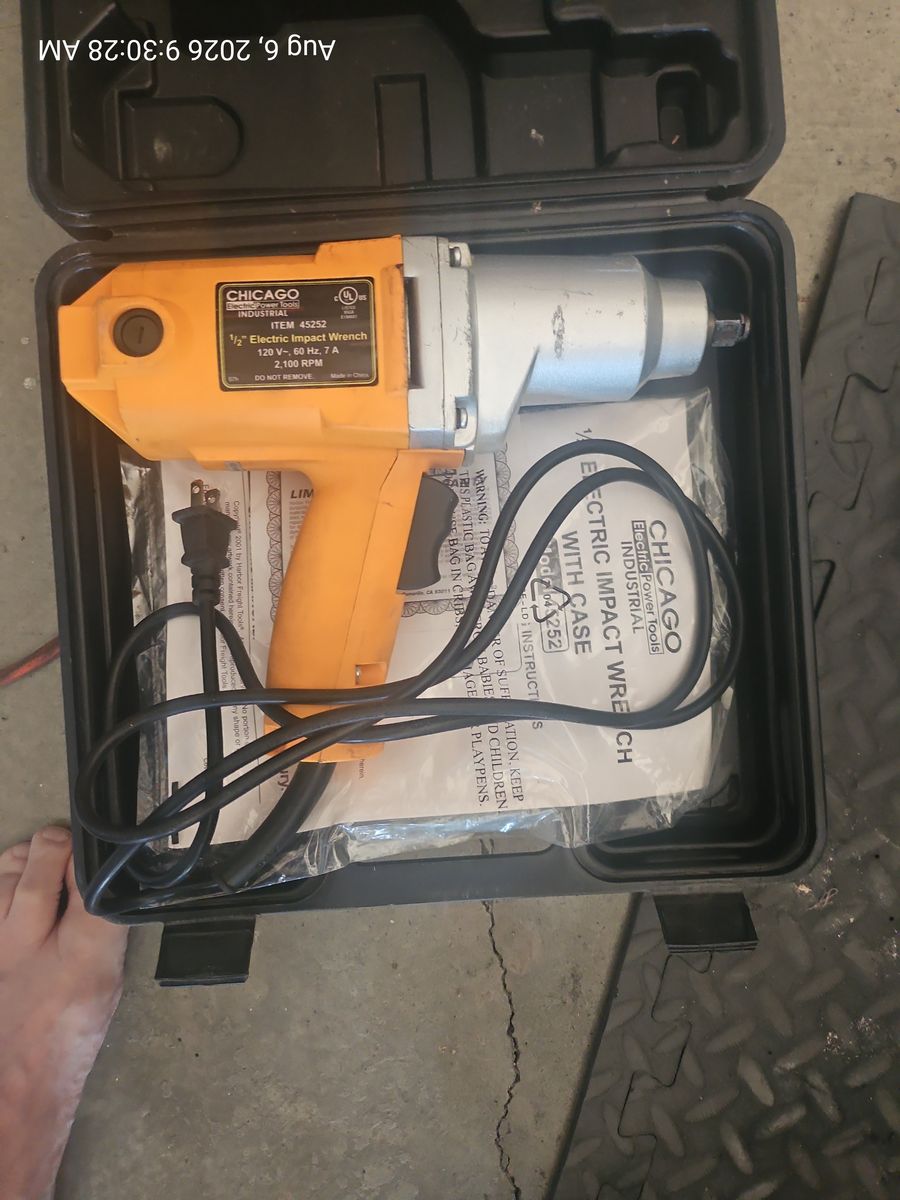 Chicago Electric 1/2 in. Corded Electric Impact Wrench Model 45252 with Case