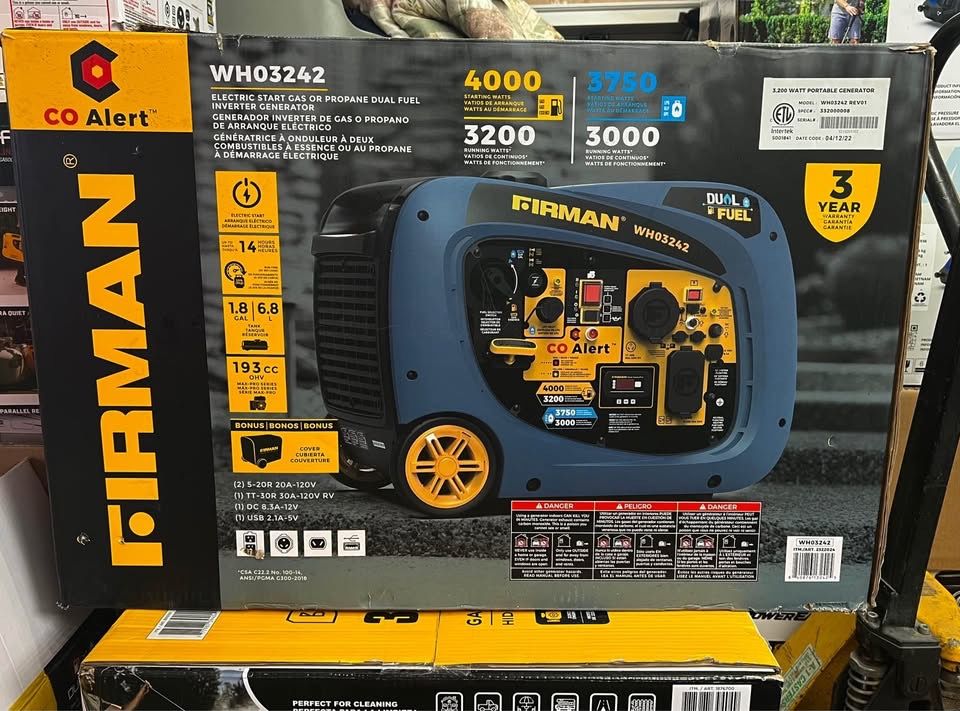 3 Firman 3200W Running / 4000W Peak Dual Fuel Inverter Generators