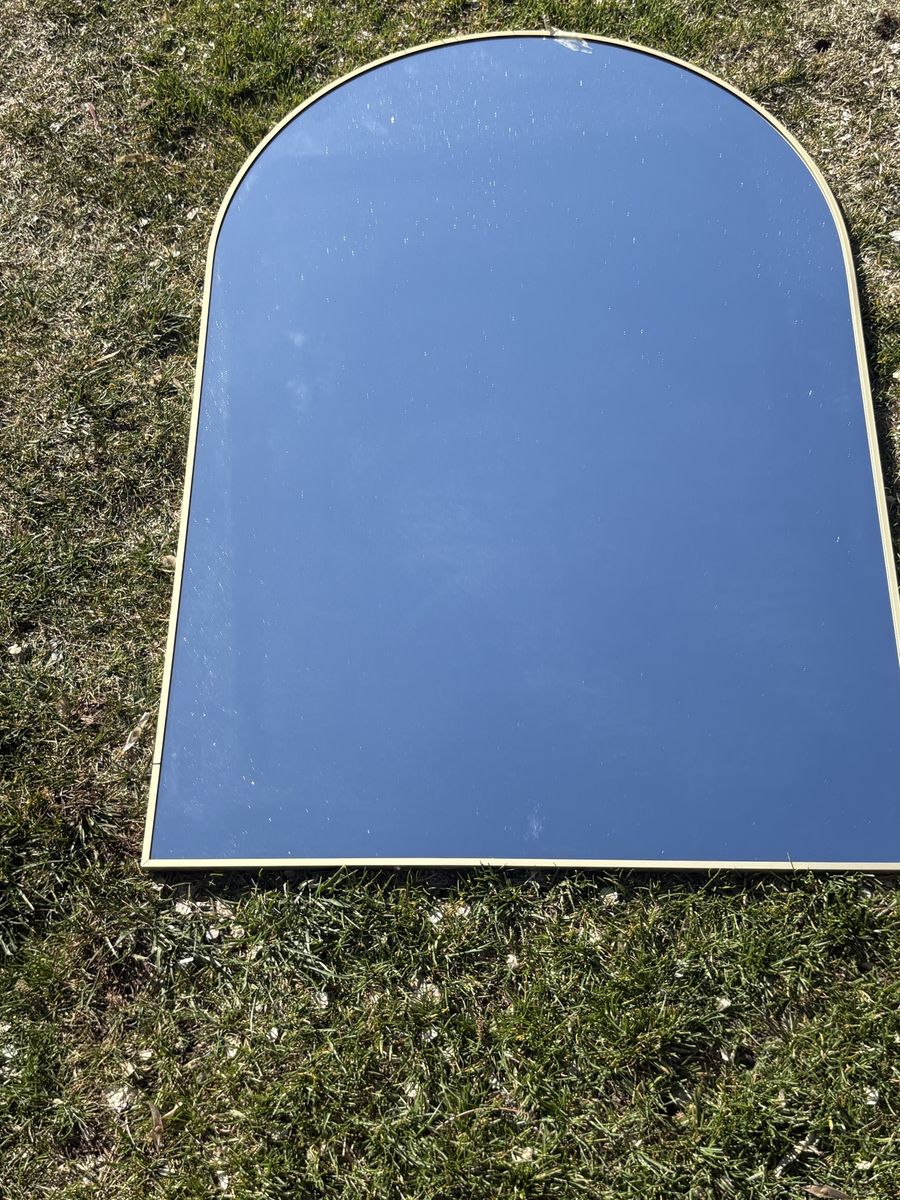Large Arched Gold Frame Floor Mirror - Modern Full Length Accent Decor