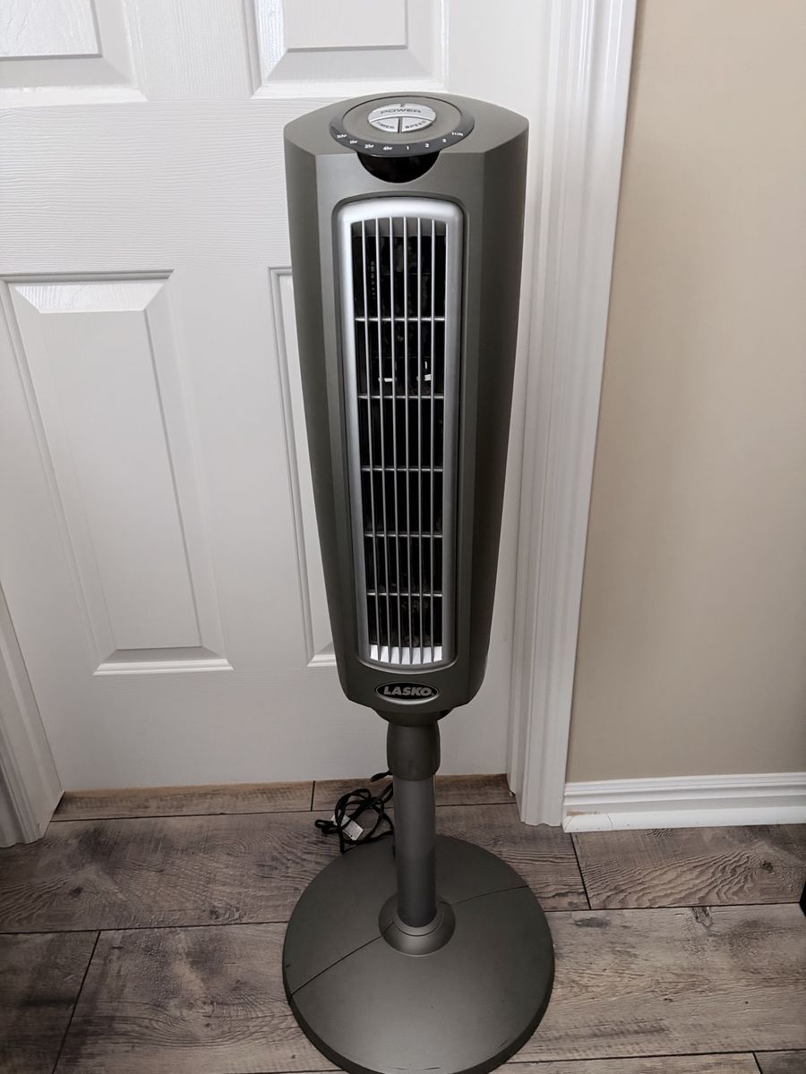 Lasko 40 in. Oscillating Pedestal Tower Fan with Remote Control, 3 Speeds, Dark Gray
