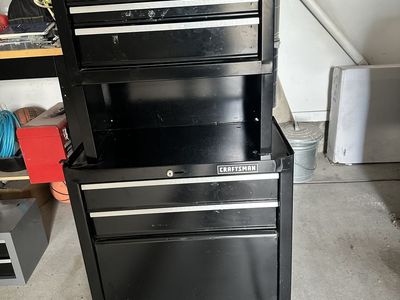 Craftsman Black Rolling Tool Chest Cabinet with Riser and Top Chest