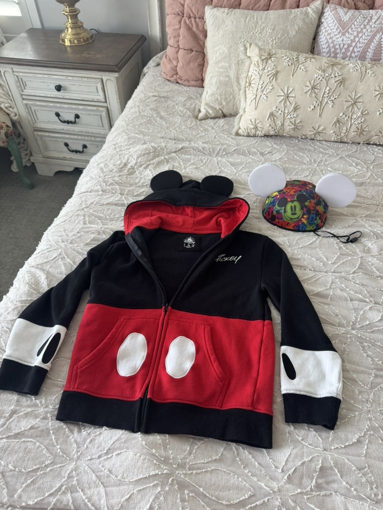 Disney Parks Kids Mickey Hoodie With Mickey Hat