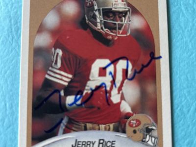Jerry Rice 1990 Fleer Autograph Hand Signed San Francisco 49ers Auto NFL Football Card Super Bowl Champions