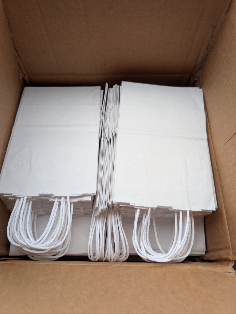 Case of 80 small white paper bags