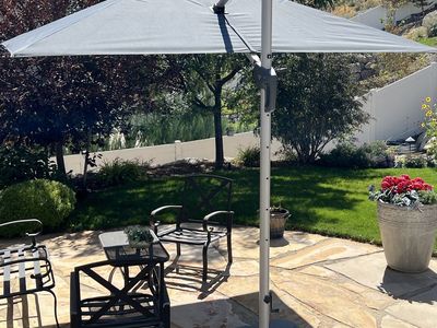 Outdoor Purple Leaf 10' Square Umbrella With Base