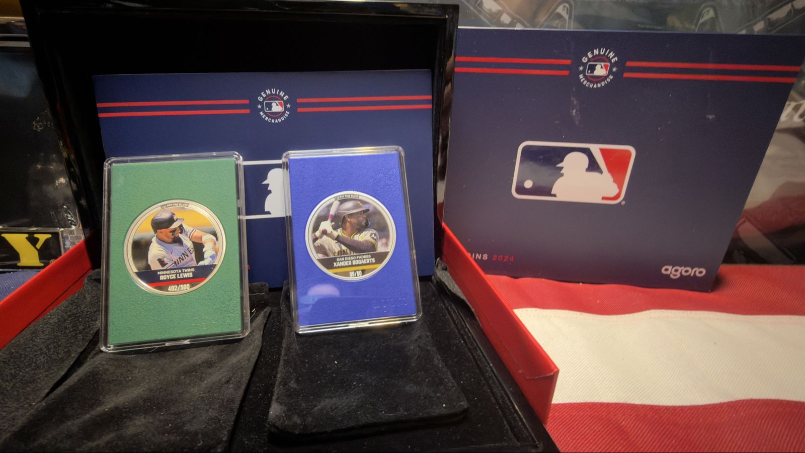 Agoro MLB 2024 Trading Coins - Royce Lewis (1oz) & Xander Bogaerts(1oz) equal - 2oz .999 Fine Silver, #402/500 & #09/60