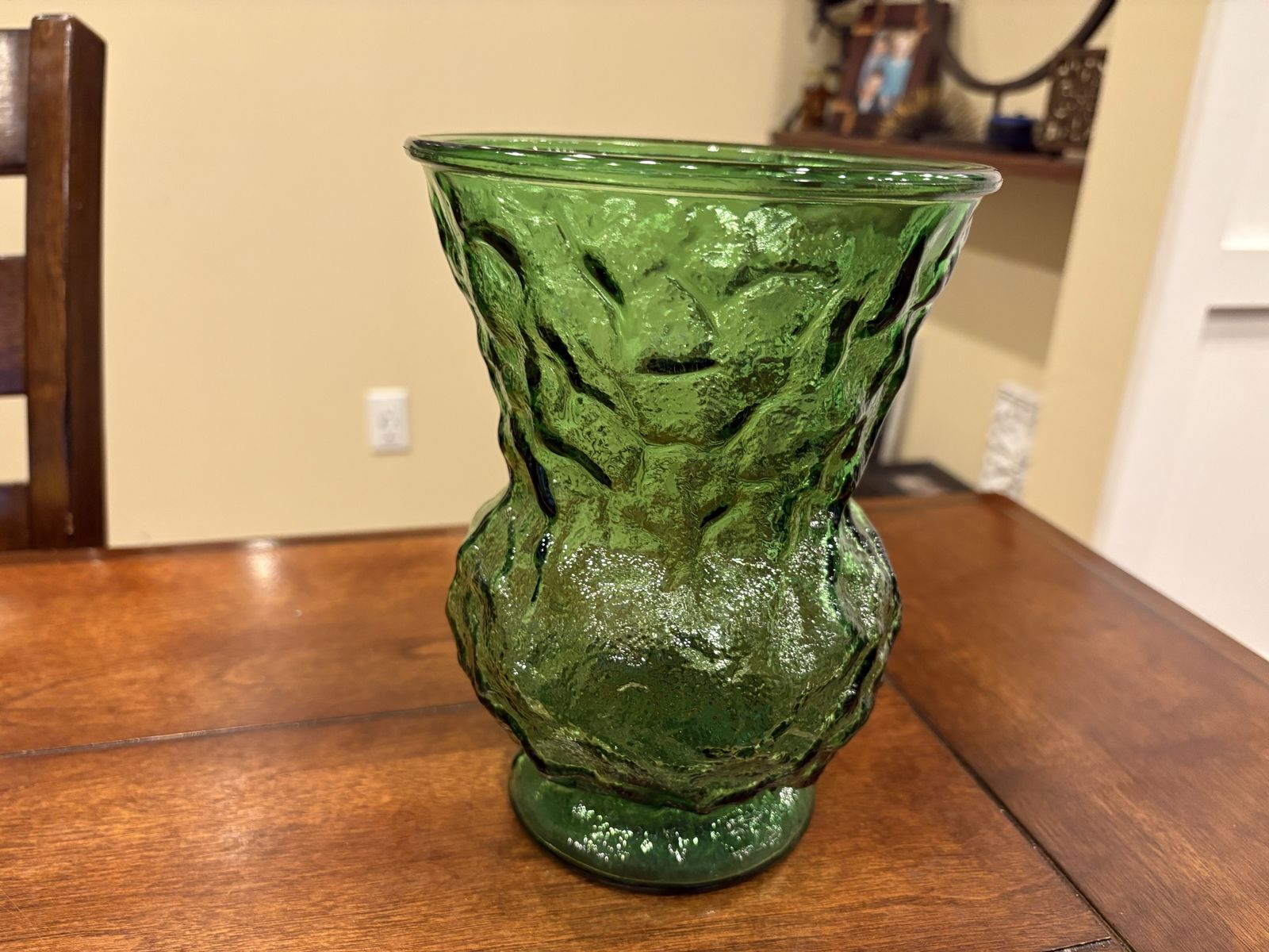 Thick Green Textured Glass Vase