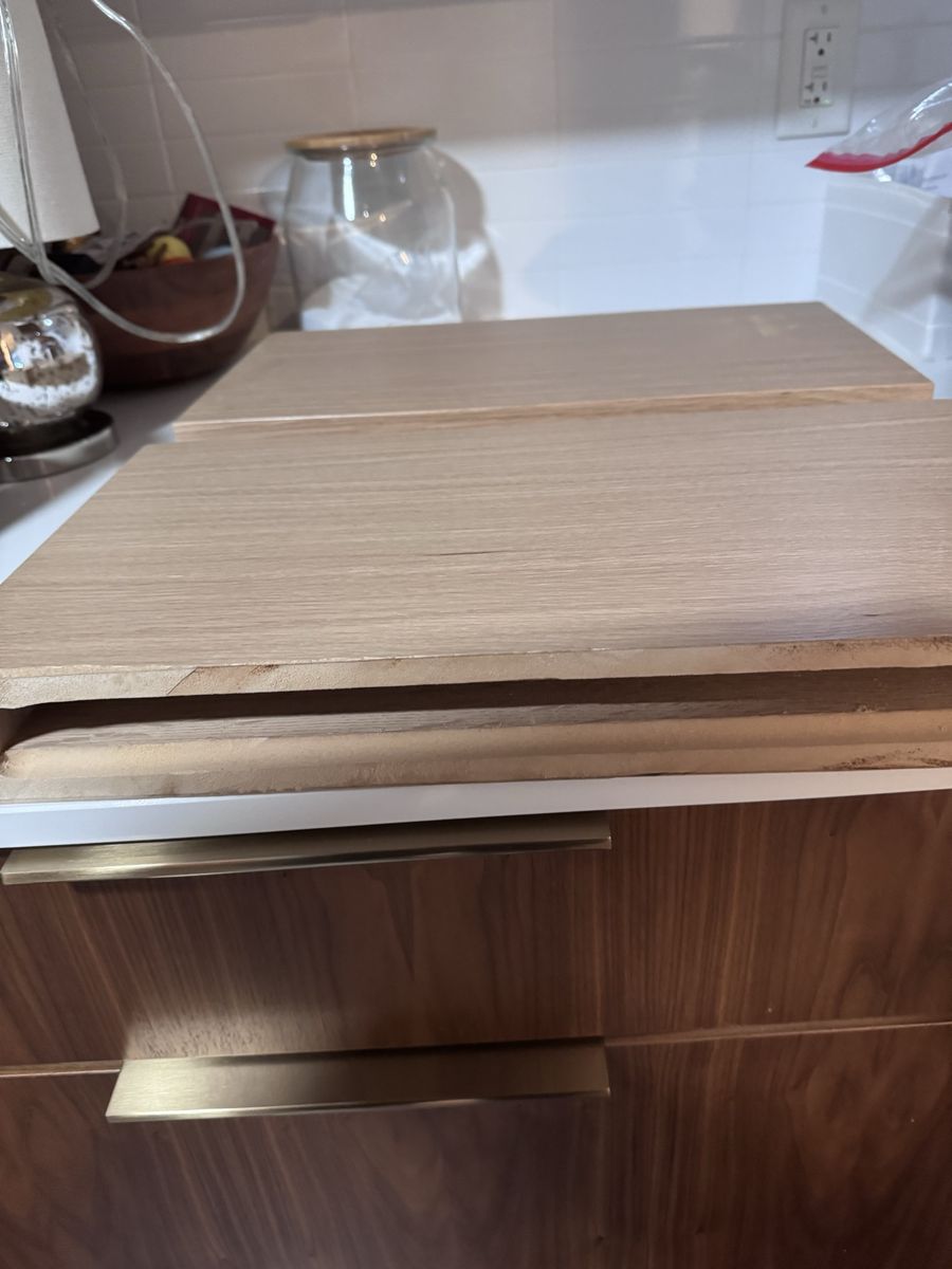 2 White oak veneer floating shelves