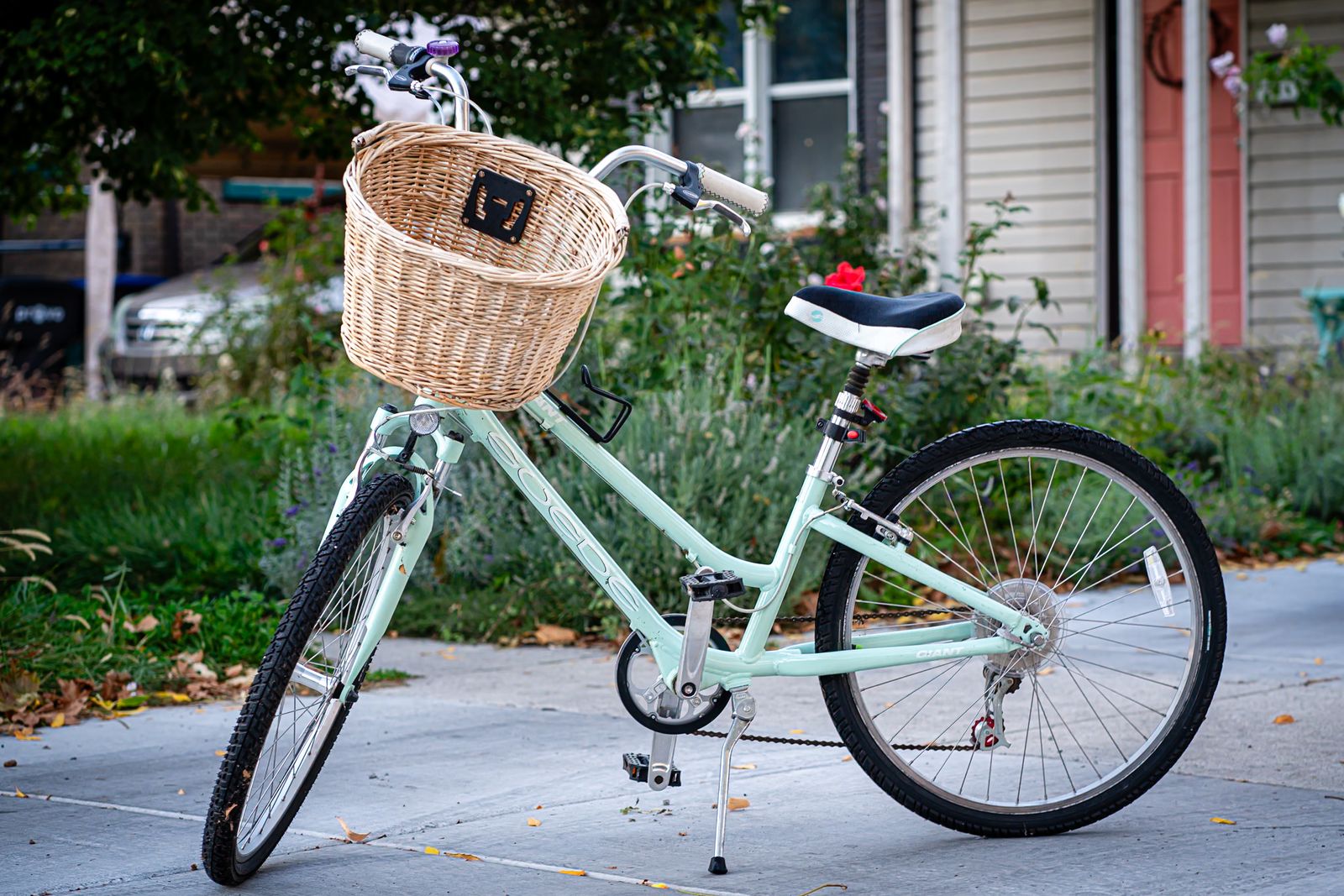 Vintage Style Custom Teal Giant Suede Cruiser Bike with Basket