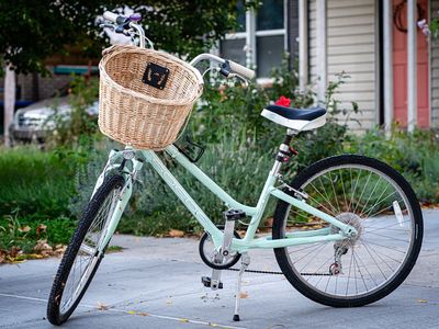 Vintage Style Custom Teal Giant Suede Cruiser Bike with Basket