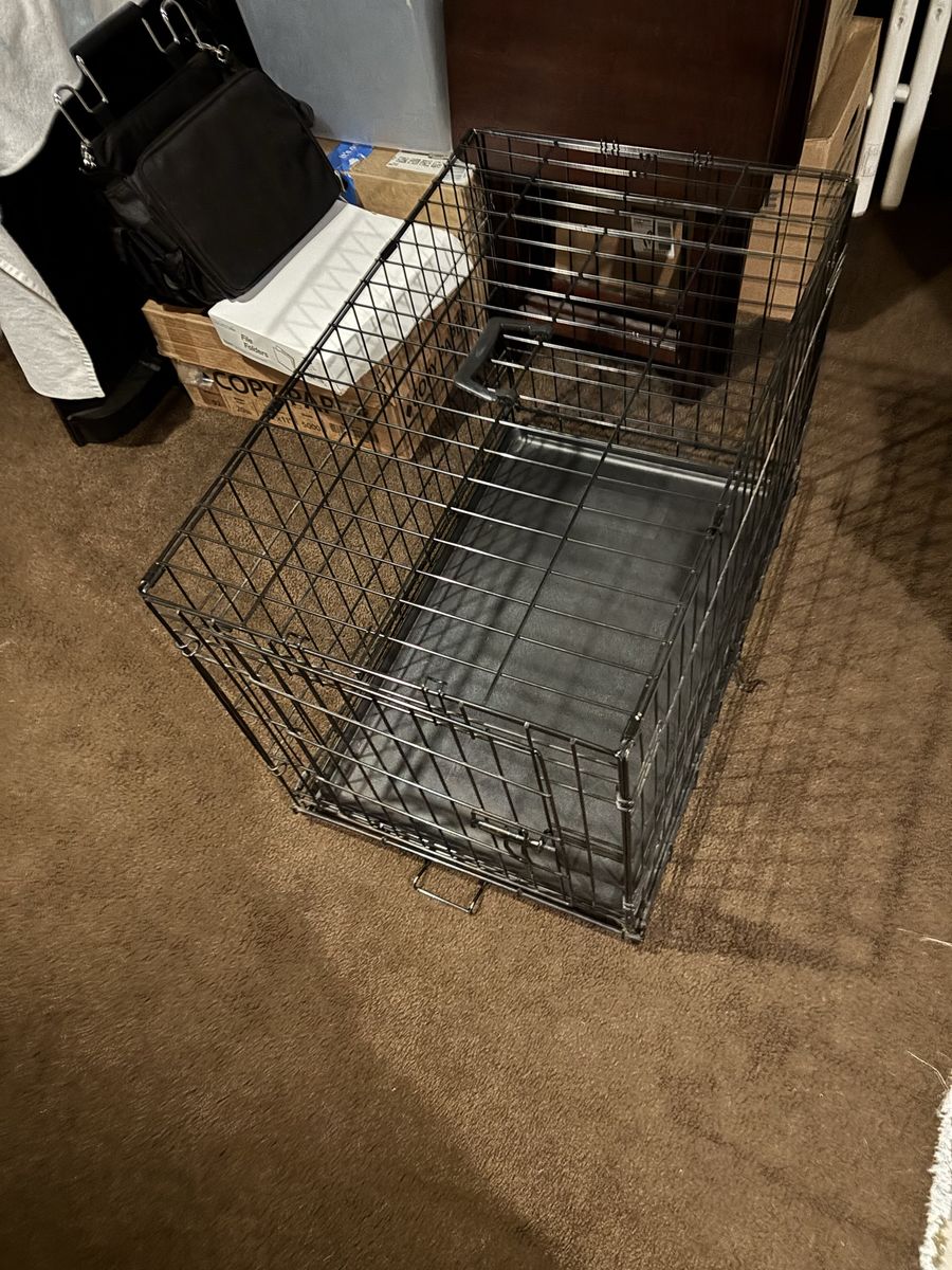 Collapsible Wire Metal Dog Crate With Removable Plastic Traydog