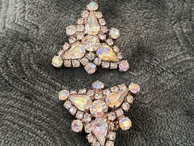 LaRoca Rhinestone Clip On Earrings - Vintage