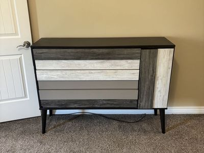 Modern Farmhouse 4-Drawer Dresser/Cabinet - Multi-Tone Wood Finish, Tapered Legs