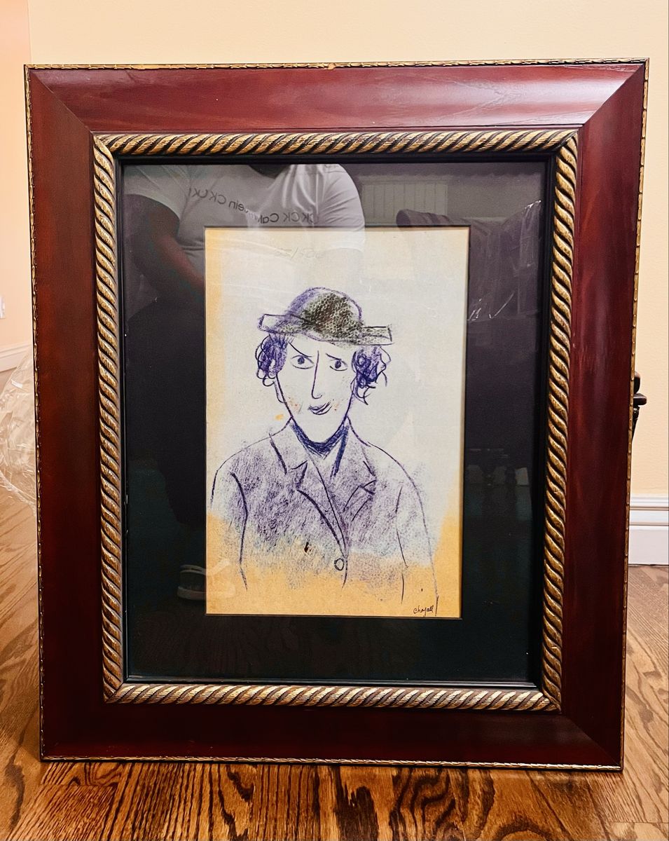 VINTAGE MARC CHAGALL FRAMED PORTRAIT LIMITED EDITION REPRODUCTION PRINT GALLERY FRAME
