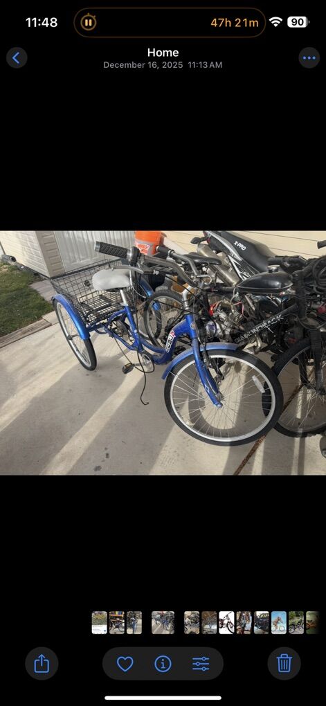 Blue Tricycle With Motorized Bicycle Sproket