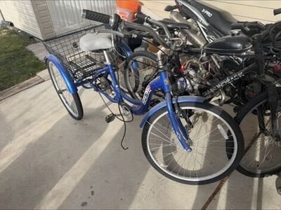Blue Tricycle With Motorized Bicycle Sproket