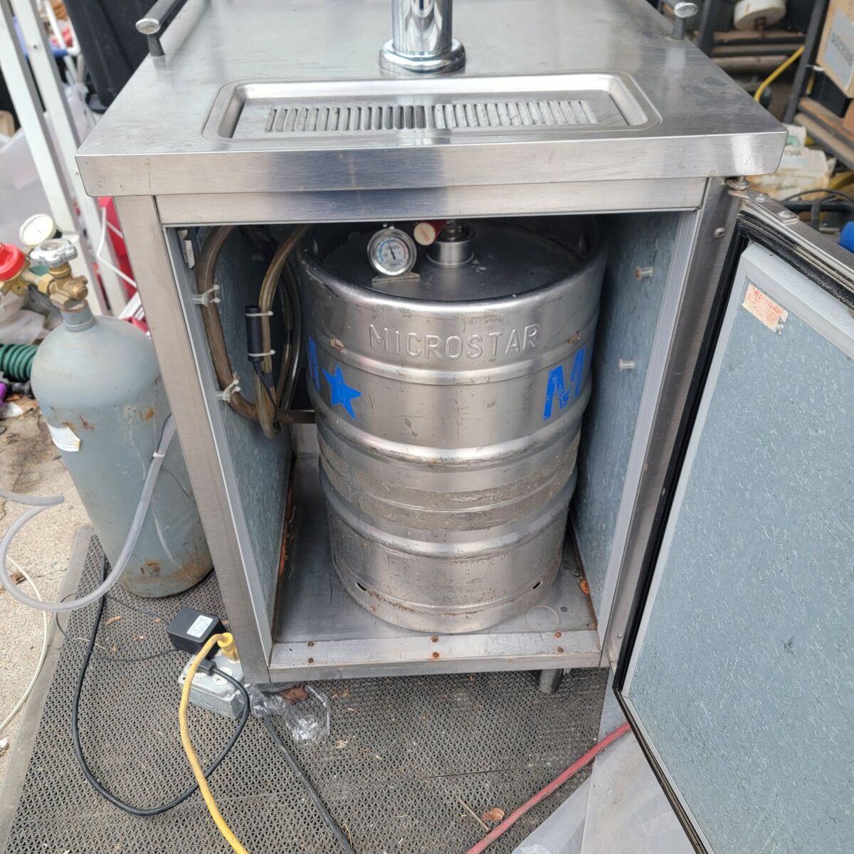 Superior keg refrigerator.